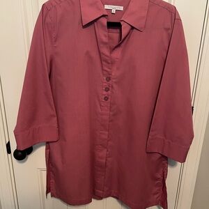 Foxcroft Mauve Button-Up Blouse.   Size 14